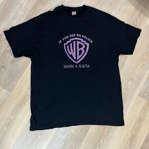 Size XL if you see da police warn a sista black glitter shirt